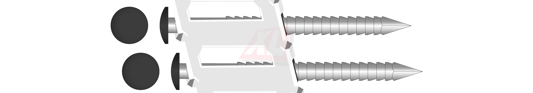 OVERDOOS CC BK NAGEL 15º ROL Ø 6,0MM 2,6 X 50MM INOX A4 RAL 9005 MAT