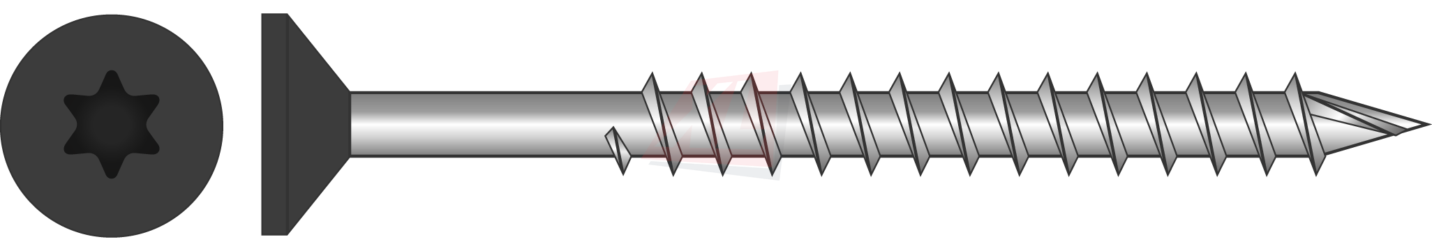 ZWEEDS RABAT SCHROEF 4,5 X 40/24MM PK TX-20 RVS A2 RAL 9005 MAT
